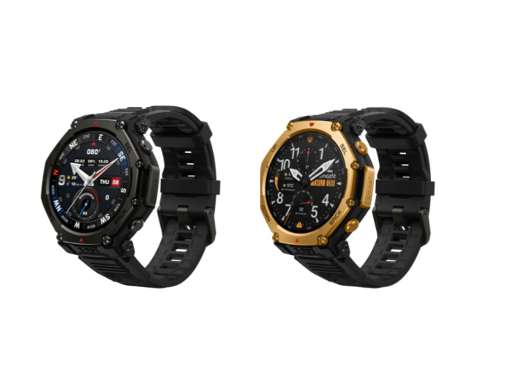 Smartwatche Amazfit T-Rex 3 Pro 48 mm w kolorach Tactical Black (po lewej) i Black Gold (po prawej). (Źródło zdjęcia: Shopee)