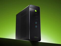 Evo-X5 Pro jest nieco tańszy niż Minisforum MS-S1 Max-P495. Na zdjęciu: grafika promocyjna przedstawiająca przód mini PC.