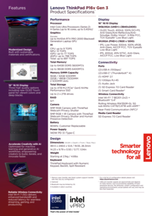 Lenovo ThinkPad P16v Gen 3: Specyfikacje