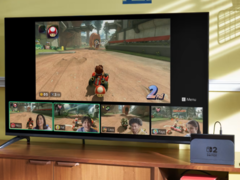 Zdjęcie promocyjne zadokowanego Nintendo Switch 2 grającego w Mario Kart World (źródło zdjęcia: Nintendo)