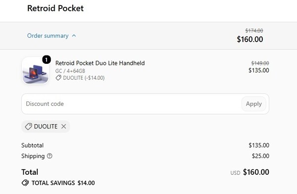 Kod kuponu obniża cenę urządzenia Retroid Pocket Duo Lite o 14 dolarów.