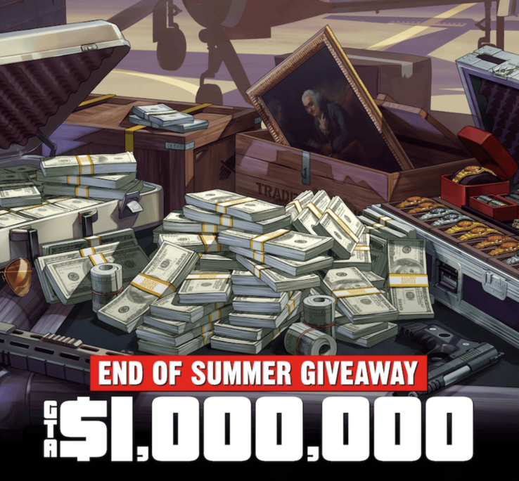Rockstar Games przyznaje graczom GTA Online bezpłatną nagrodę w wysokości 1 miliona dolarów za zalogowanie się i grę w okresie od 6 do 12 sierpnia.