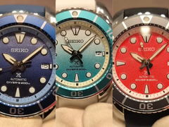 Od lewej do prawej (na zdjęciu): Seiko Prospex SPB543J, SPB539J i SPB541J. (Źródło zdjęcia: @SeikoLeaks na YouTube - edytowane)