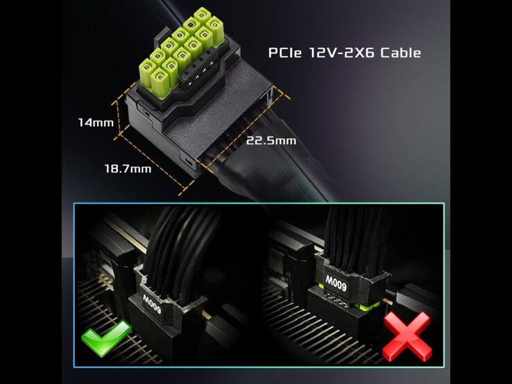 Wymiary nowego kabla 12V-2x6. (Źródło obrazu: ASRock)