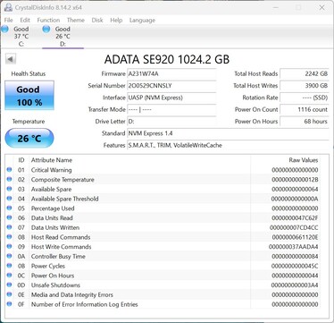 ADATA SE920 wykorzystuje tutaj protokół komunikacyjny UASP (USB Attached SCSI Protocol)