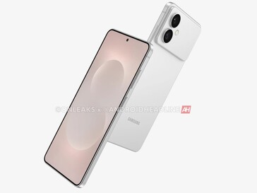 Nieoficjalny render przedstawiający inny kąt widzenia plotek Galaxy S26 Edge. (Źródło obrazu: OnLeaks via Android Headlines)