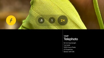 Aparat iPhone'a 15 wykonuje zdjęcia z zoomem 12 MP przy użyciu cyfrowego kadrowania. (Źródło obrazu: Apple)