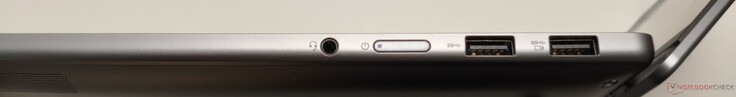 Prawa strona: gniazdo audio, przycisk zasilania, 2x USB-A 3.0