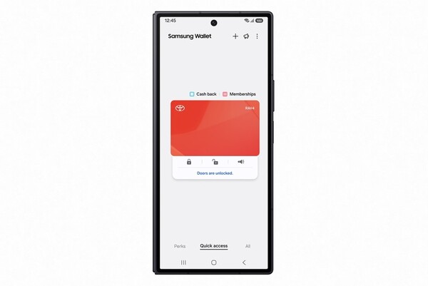 Interfejs użytkownika dla Toyota Digital Key w Samsung Wallet. (Źródło obrazu: Samsung)