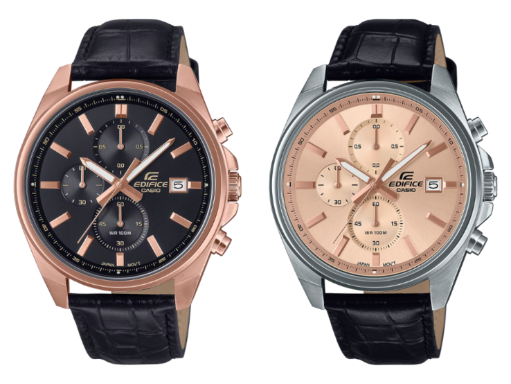 Od lewej do prawej: zegarki Casio Edifice EFV-610ECL-1A i EFV-610EL-5A. (Źródło zdjęcia: Casio)