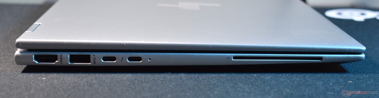 po lewej stronie: HDMI, USB A 3.2 Gen 1, 2x Thunderbolt 4, czytnik Smartcard