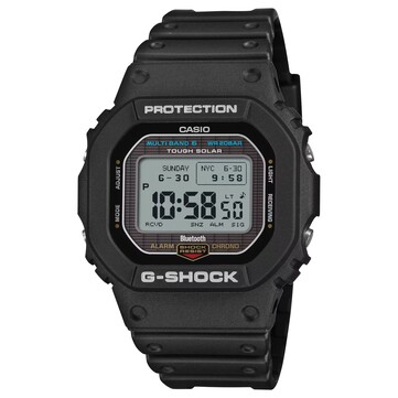 Cyfrowy zegarek Casio G-Shock GW-BX5600-1A1 z czarną obudową i paskiem z żywicy, wyposażony w kontrastowy wyświetlacz MIP typu negatywowego.