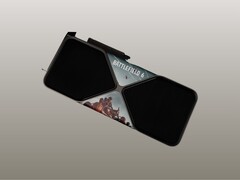 Zdjęcie przedstawiające RTX 5090 z niestandardową okładką Battlefield 6. (Źródło zdjęcia: Nvidia)