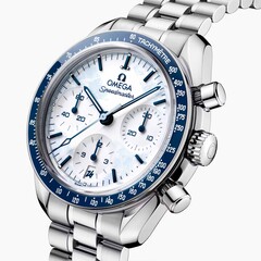Zegarek Omega Speedmaster Milano Cortina 2026 ma lakierowaną białą tarczę (źródło zdjęcia: Omega)