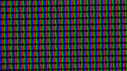 Wyświetlacz LC wykorzystuje klasyczną matrycę subpikseli RGB składającą się z czerwonej, niebieskiej i zielonej diody elektroluminescencyjnej