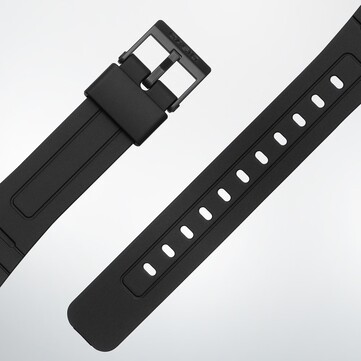 Zbliżenie na paski z żywicy zegarka Casio F-B100W.