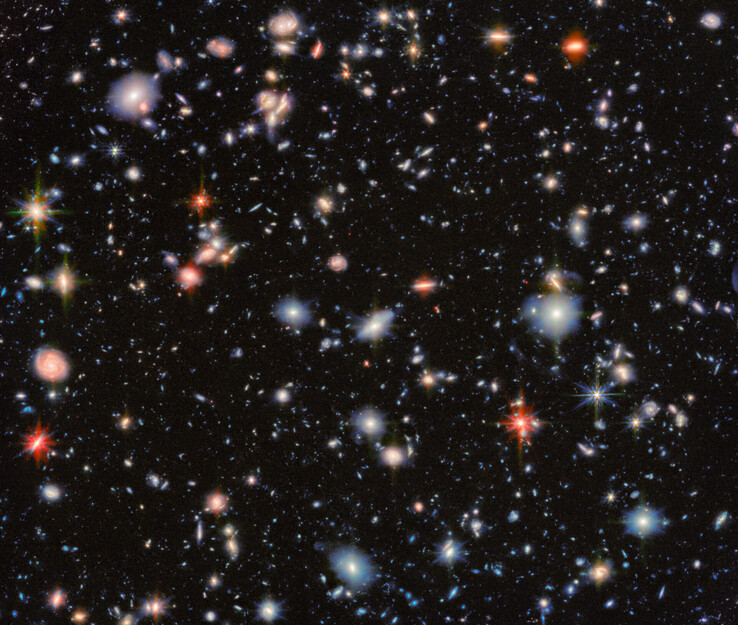Najnowszy i najwyraźniejszy obraz HUDF uchwycony przez JWST (źródło obrazu: NASA, ESA i CSA)