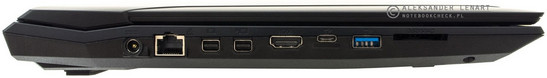 lewy bok: gniazdo zasilania, LAN, dwa mini DisplayPorty, HDMI, USB 3.1 typu C, USB 3.0, czytnik kart pamięci