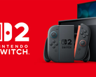 Konsola Nintendo Switch 2 na zdjęciu po prawej stronie logo