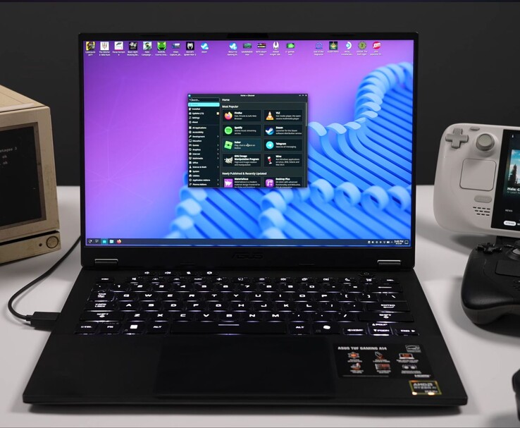 Tryb pulpitu systemu SteamOS działający na komputerze Asus TUF Gaming A14
