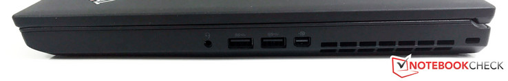 prawy bok: gniazdo audio, 2 USB 3.0, mini DisplayPort 1.2a