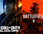 Banery Call of Duty: Black Ops 7 i Battlefield 6 pokazane obok siebie (źródło obrazu: Steam, Sony PlayStation z poprawkami)