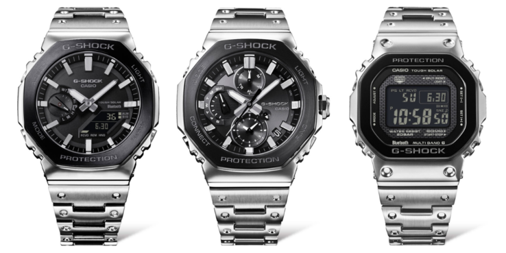 Od lewej do prawej: zegarki Casio G-Shock GM-B2100BT-1A, GMC-B2100BT-1A i GMW-B5000BT-1. (Źródło zdjęcia: Casioblog)