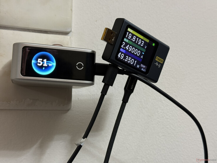 Porównanie odczytów z miernika i testera USB dla urządzenia Ugreen Nexode Pro 160 W