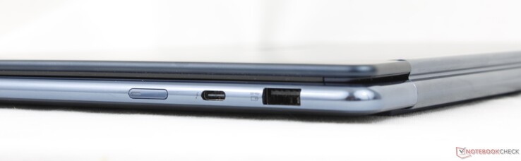 Po prawej: Przycisk zasilania, USB-C (40 Gbps) Thunderbolt 4 z DisplayPort 2.1 + Power Delivery 3.0, USB-A 3.2 Gen. 2 (10 Gbps)