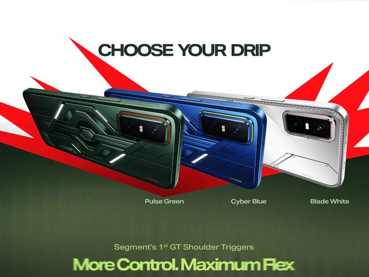 Infinix GT 30 jest dostępny w kolorach pulse green, cyber blue i blade white (źródło zdjęcia: Infinix)