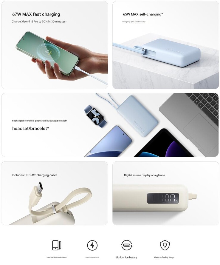 Główne zalety nowego power banku Xiaomi 10000 67 W (źródło obrazu: Xiaomi - przetłumaczone maszynowo)