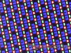 Wyraźny układ subpikseli OLED z błyszczącej nakładki