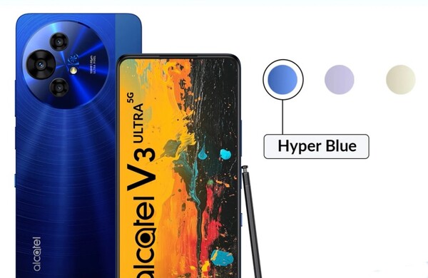 Alcatel V3 Ultra będzie dostępny w trzech kolorach, w tym Hyper Blue. (Źródło obrazu: Flipkart)