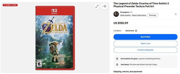 Remake gry „Zelda: Ocarina of Time” wystawiony na eBayu. 