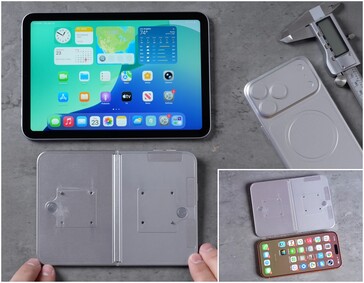 model iPhone Ultra/Fold obok iPada mini.