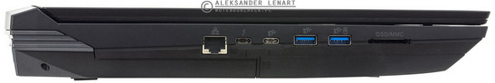 lewy bok: LAN, Thunderbolt 3, USB 3.1 typu C, dwa USB 3.0, czytnik kart pamięci