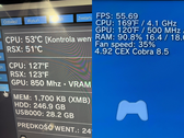 Zrzut ekranu pokazujący GPU RSX PS3 i CPU CELL podkręcone odpowiednio do 850 MHz i 4,1 GHz (źródło obrazu: Modyfikator89 na X)