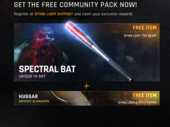 Zrzut ekranu z Dying Light: Bestia prezentujący Widmowego Nietoperza i Maczetę Artefaktów Husarza (źródło obrazu: Techland)