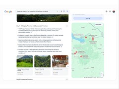 Przeglądy AI w wyszukiwarce Google mogą teraz podawać pomysły i recenzje dotyczące regionów i krajów, które użytkownicy chcą odwiedzić. (Źródło obrazu: Google)