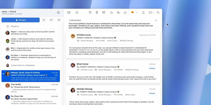 macOS 15.4 zmienia wygląd aplikacji Mail Apple. (Źródło obrazu: 9to5Mac)