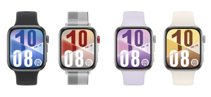 Smartwatch Huawei Watch Fit 4 jest dostępny w czterech wersjach kolorystycznych pokazanych powyżej. (Źródło zdjęcia: Huawei)