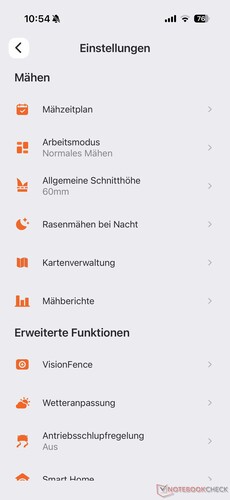Menu ustawień