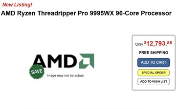 Lista Provantage dla Ryzen Threadripper PRO 9995WX. (Źródło obrazu: Provantage via VideoCardz)