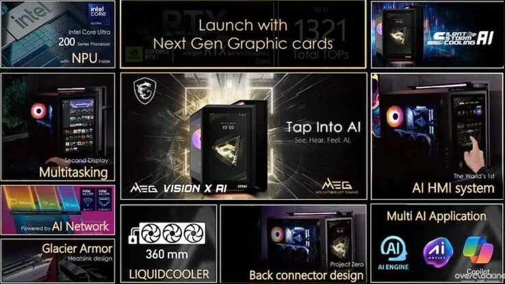 MEG Vision X AI będzie wyposażony w sprzęt nowej generacji zapewniający niesamowitą moc obliczeniową. (Źródło obrazu: Overclocking.com)