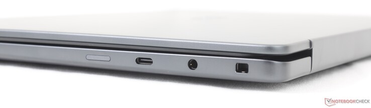 Poprawnie: Gniazdo karty SIM (opcjonalne), USB-C 3.2 Gen. 2 (20 Gb/s) z DisplayPort 1.4 + Power Delivery, gniazdo słuchawkowe 3,5 mm, zabezpieczenie Noble Lock