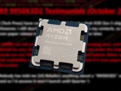 Obecne procesory AMD X3D, takie jak Ryzen 7 9800X3D i Ryzen 9 9950X3D, bazują na jednym bloku pamięci 3D V-Cache o pojemności 64 MB. (Źródło obrazu: Notebookcheck, Moore's Law Is Dead na YouTube, edytowane)