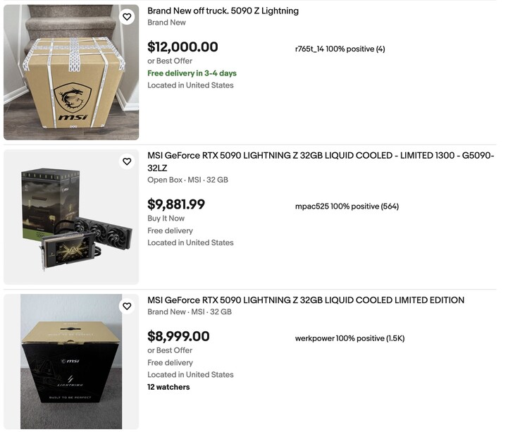 oferty w serwisie eBay dotyczące karty RTX 5090 Lightning Z są tak szalone, jak można się było spodziewać.