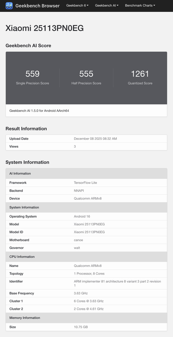 (Źródło obrazu: Geekbench)