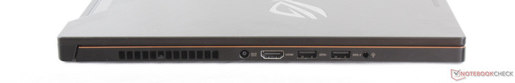 lewy bok: gniazdo zasilania, HDMI 2.0, 2 USB 3.0, gniazdo audio