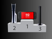 Switch 2 na szczycie podium sprzedaży konsol (źródło obrazu: Nintendo of America, Sony PlayStation, Freepik z poprawkami)